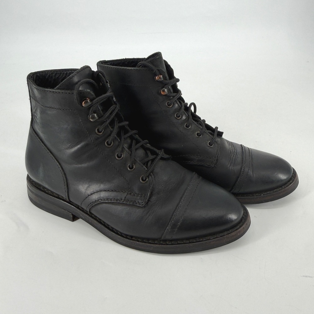 Thursday Boot Co Captain Black Matte Leather Lace Up Boots 7 Wide US